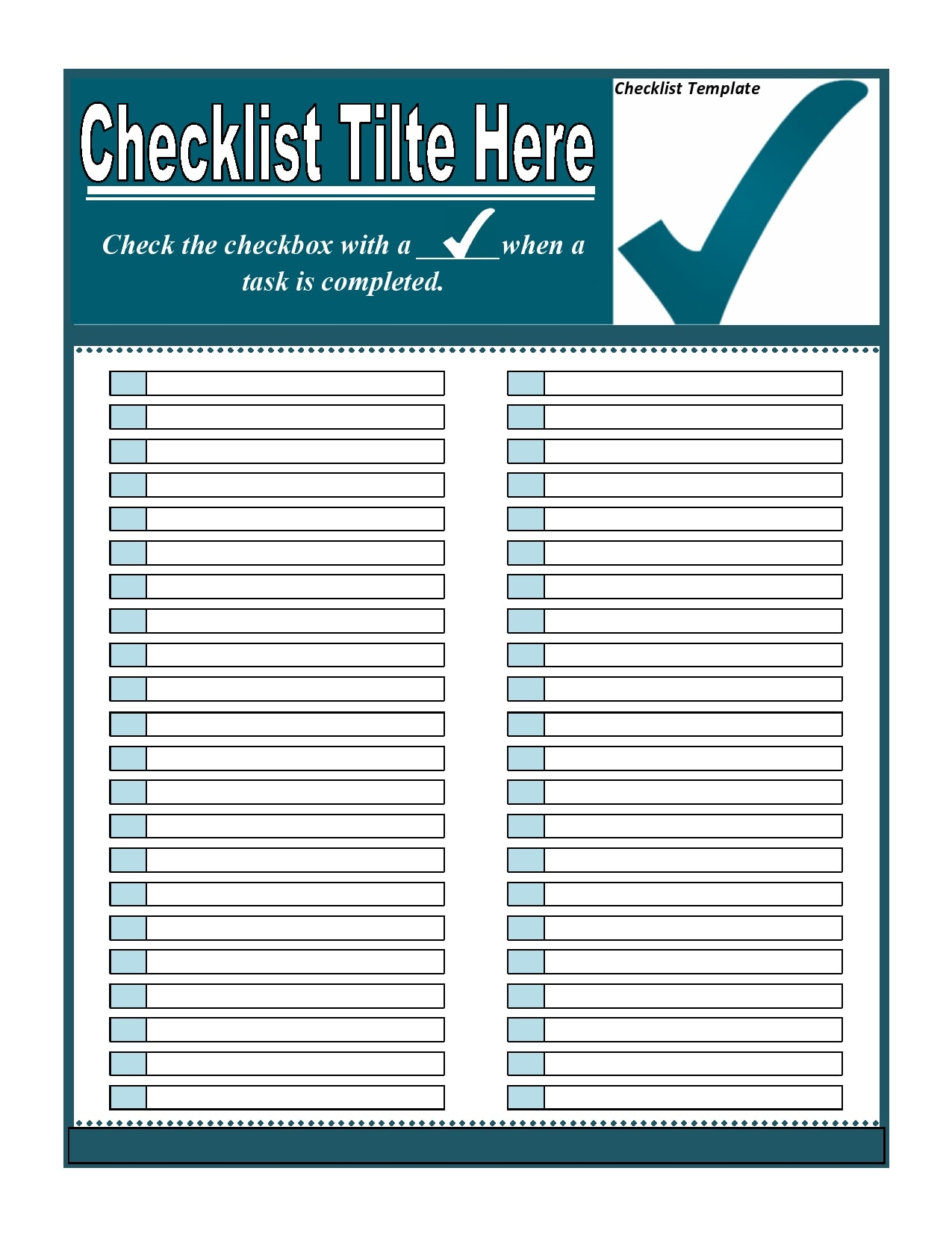 10 Free Checklist Templates (Word, Excel) - PrintableTemplates Within Month End Checklist Template Excel Inside Month End Checklist Template Excel