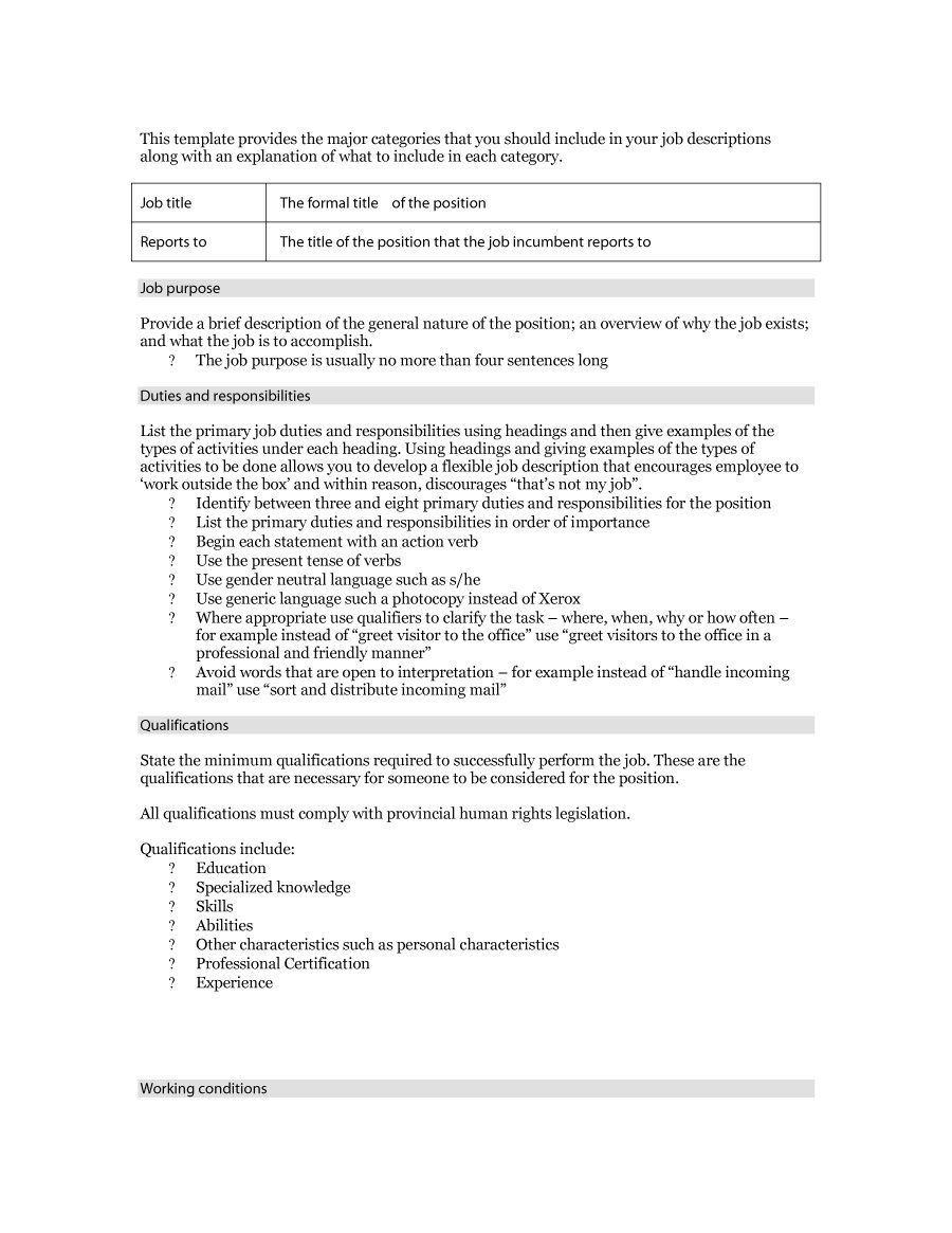 10 Free Job Description Templates & Examples - Free Template Downloads Pertaining To Formal Job Description Template Intended For Formal Job Description Template