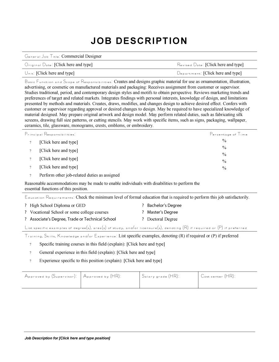 10 Free Job Description Templates & Examples - Free Template Downloads Throughout Formal Job Description Template For Formal Job Description Template