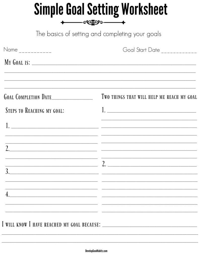 10 Free SMART Goal Setting Worksheets And Templates Pertaining To Goal Setting Checklist Template