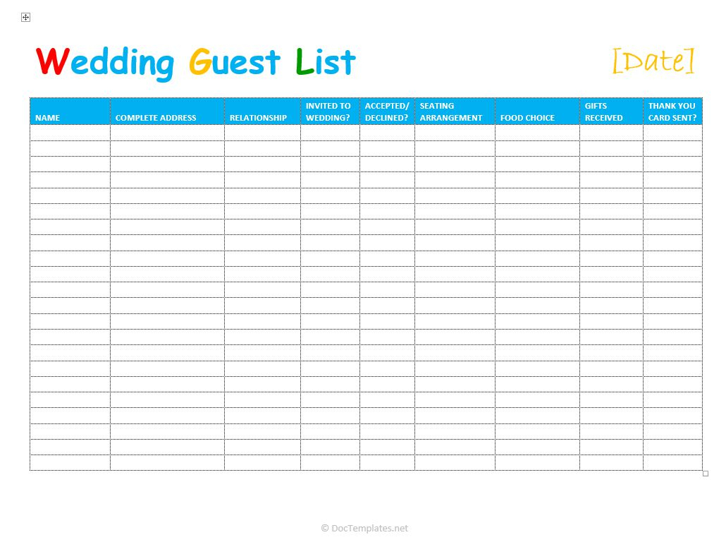10 Free Wedding Guest List Templates and Managers In Wedding Guest Checklist Template With Regard To Wedding Guest Checklist Template