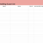 10 Free Wedding Guest List Templates - TemplateHub Intended For Wedding Guest Checklist Template