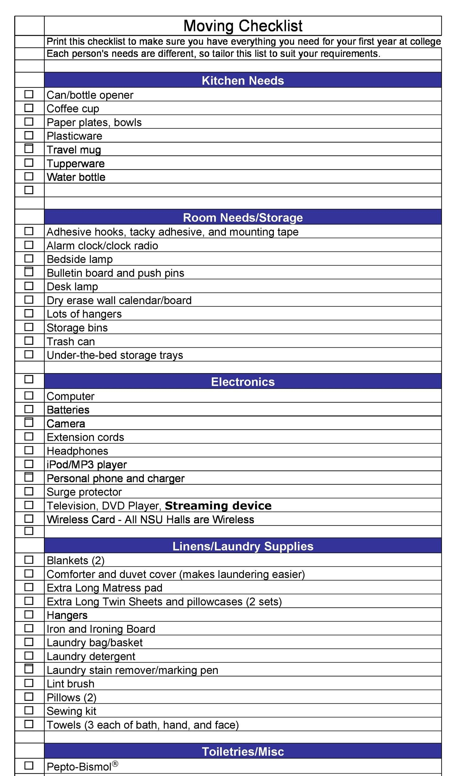 10 Great Moving Checklists [Checklist for Moving In / Out] ᐅ  In House Moving Checklist Template Intended For House Moving Checklist Template