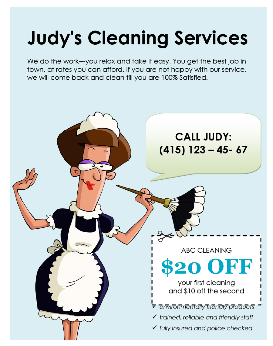 10 House Cleaning Flyers [FREE] - PrintableTemplates Intended For Maid Service Flyer Template For Maid Service Flyer Template