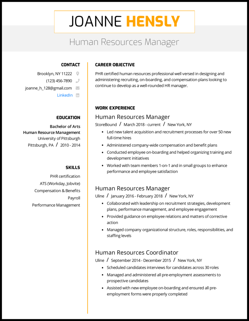 10 Human Resources (HR) Resume Examples For 10 With Regard To Hr Job Description Template In Hr Job Description Template