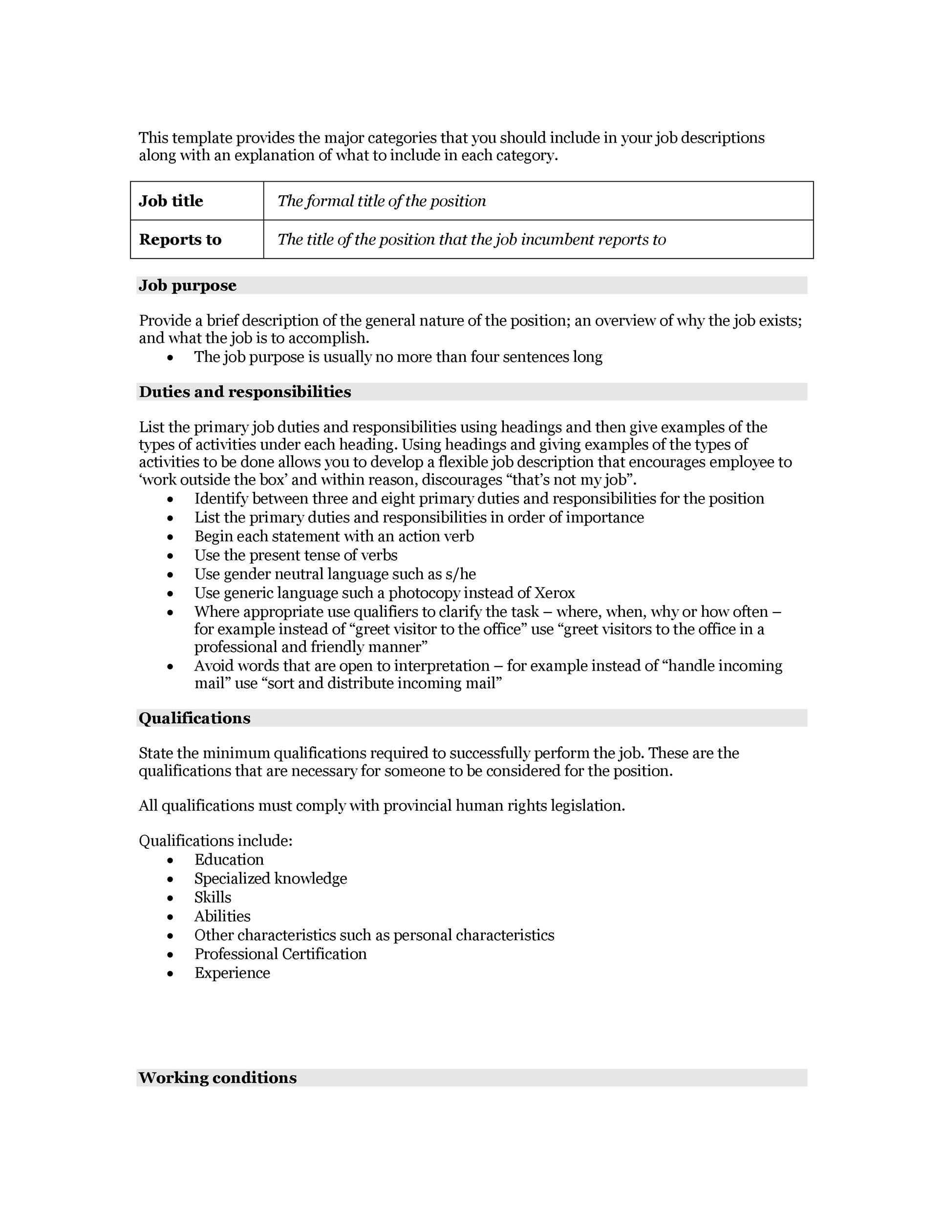 10 Job Description Templates & Examples ᐅ TemplateLab For Professional Job Description Template Throughout Professional Job Description Template