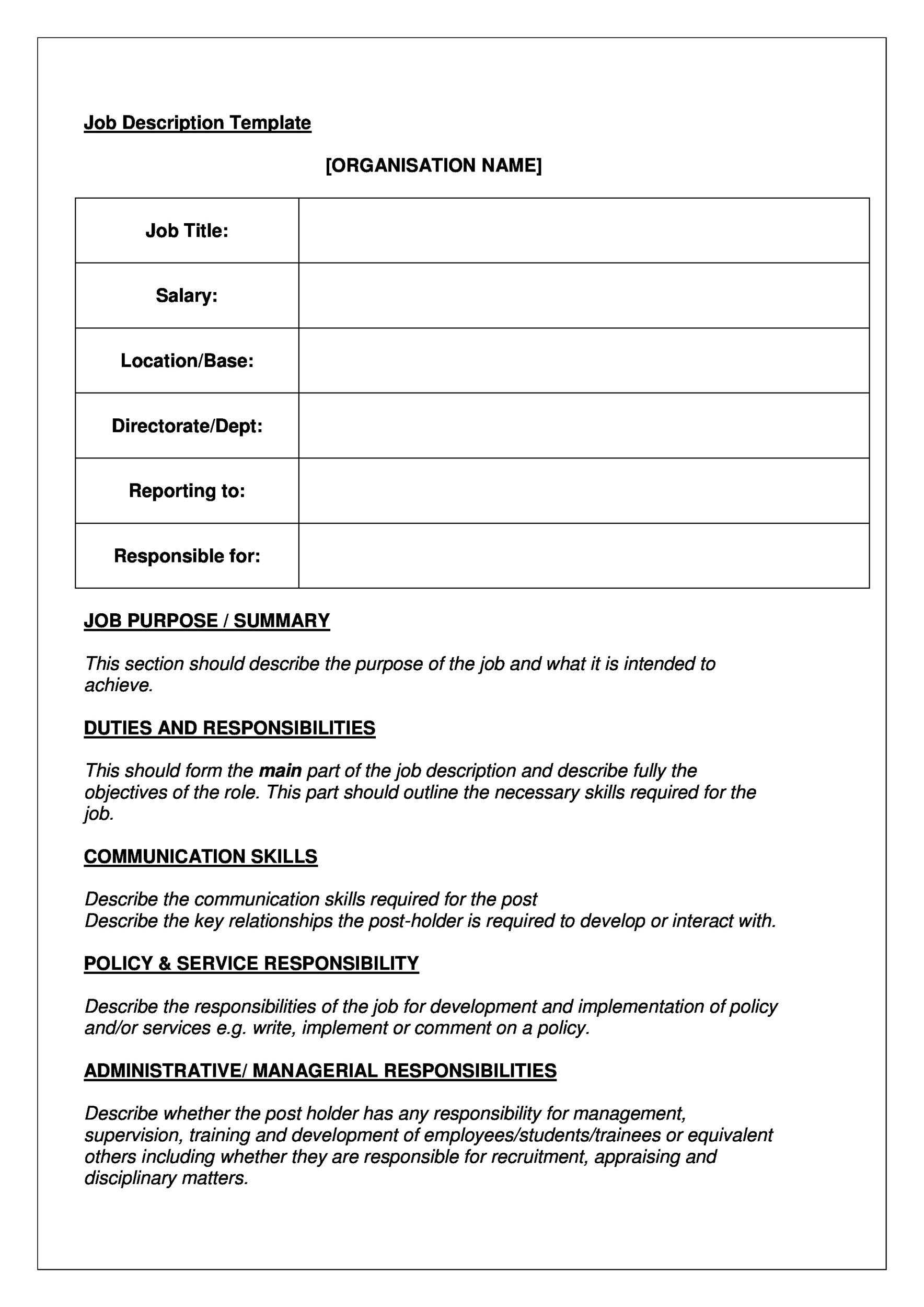 10 Job Description Templates & Examples ᐅ TemplateLab Throughout Professional Job Description Template Pertaining To Professional Job Description Template