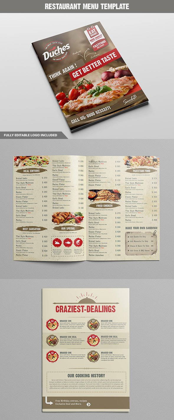 10 Menüvorlagen mit kreativen Designs für Restaurants With Regard To Modern Restaurant Food Menu Flyer Template For Modern Restaurant Food Menu Flyer Template