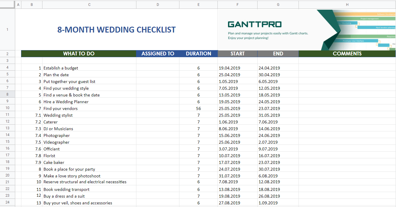 10 Month Wedding Planning Checklist  Excel Template  Free Download With Regard To Month End Checklist Template Excel
