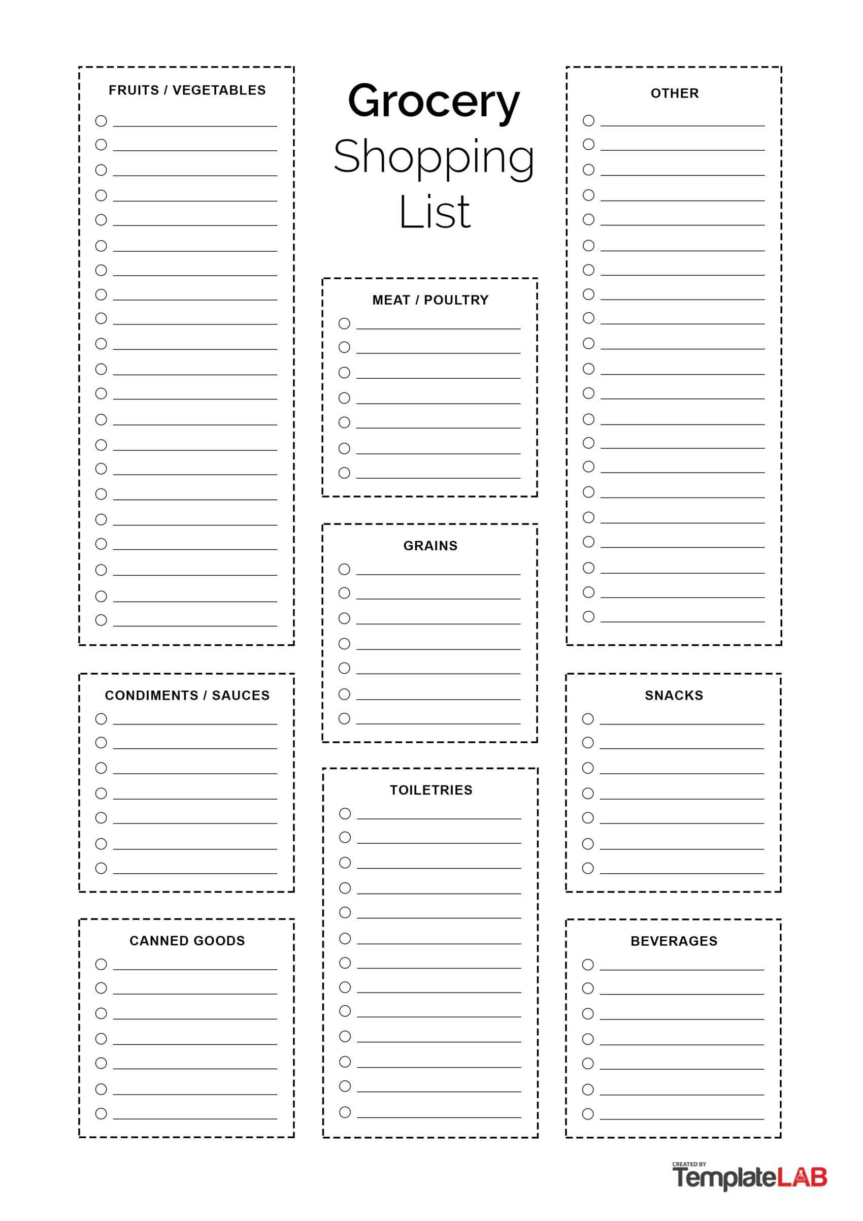 10+ Printable Grocery List Templates (Shopping List) ᐅ TemplateLab In Grocery Store Checklist Template Pertaining To Grocery Store Checklist Template