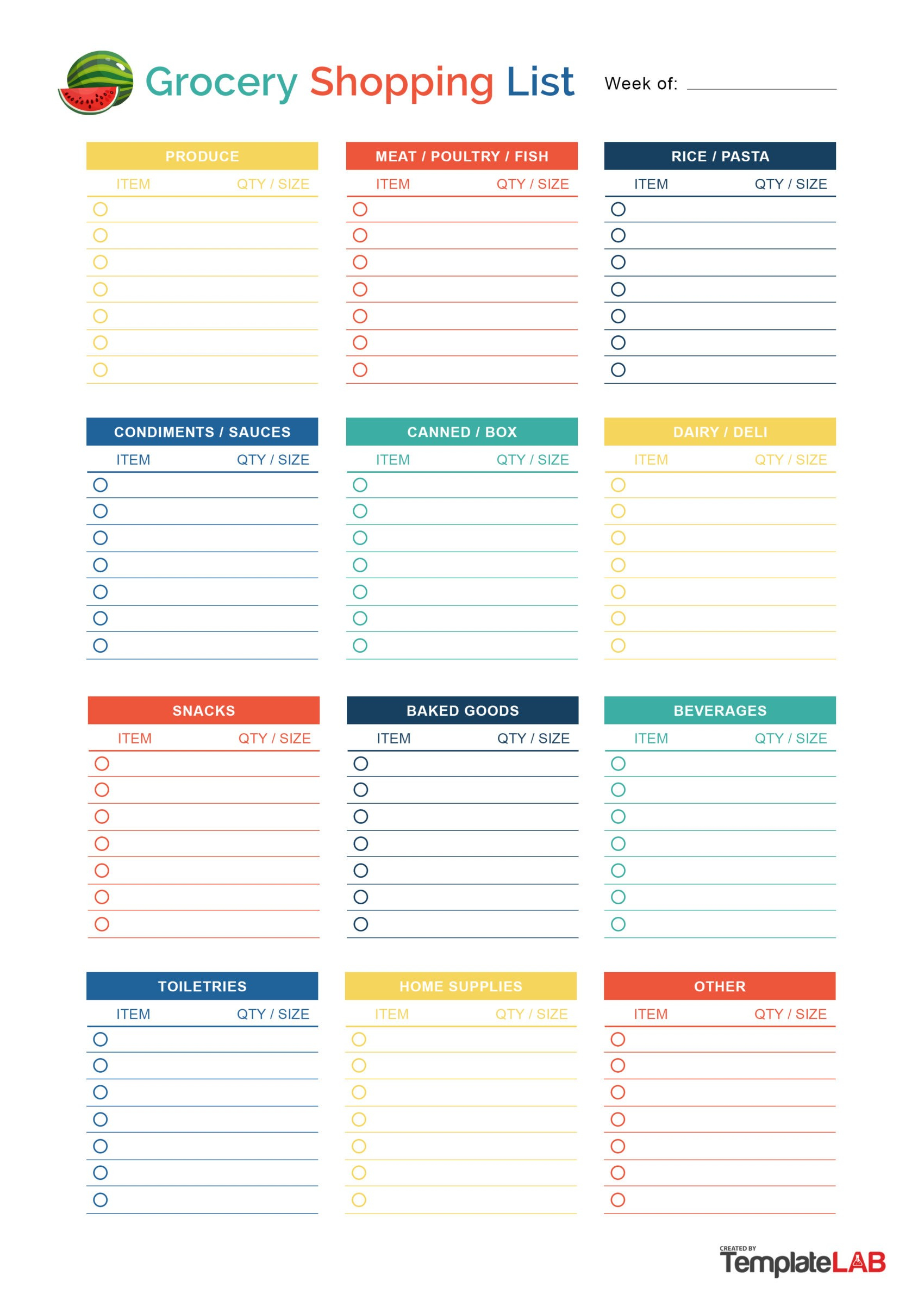 10+ Printable Grocery List Templates (Shopping List) ᐅ TemplateLab Pertaining To Grocery Store Checklist Template Within Grocery Store Checklist Template