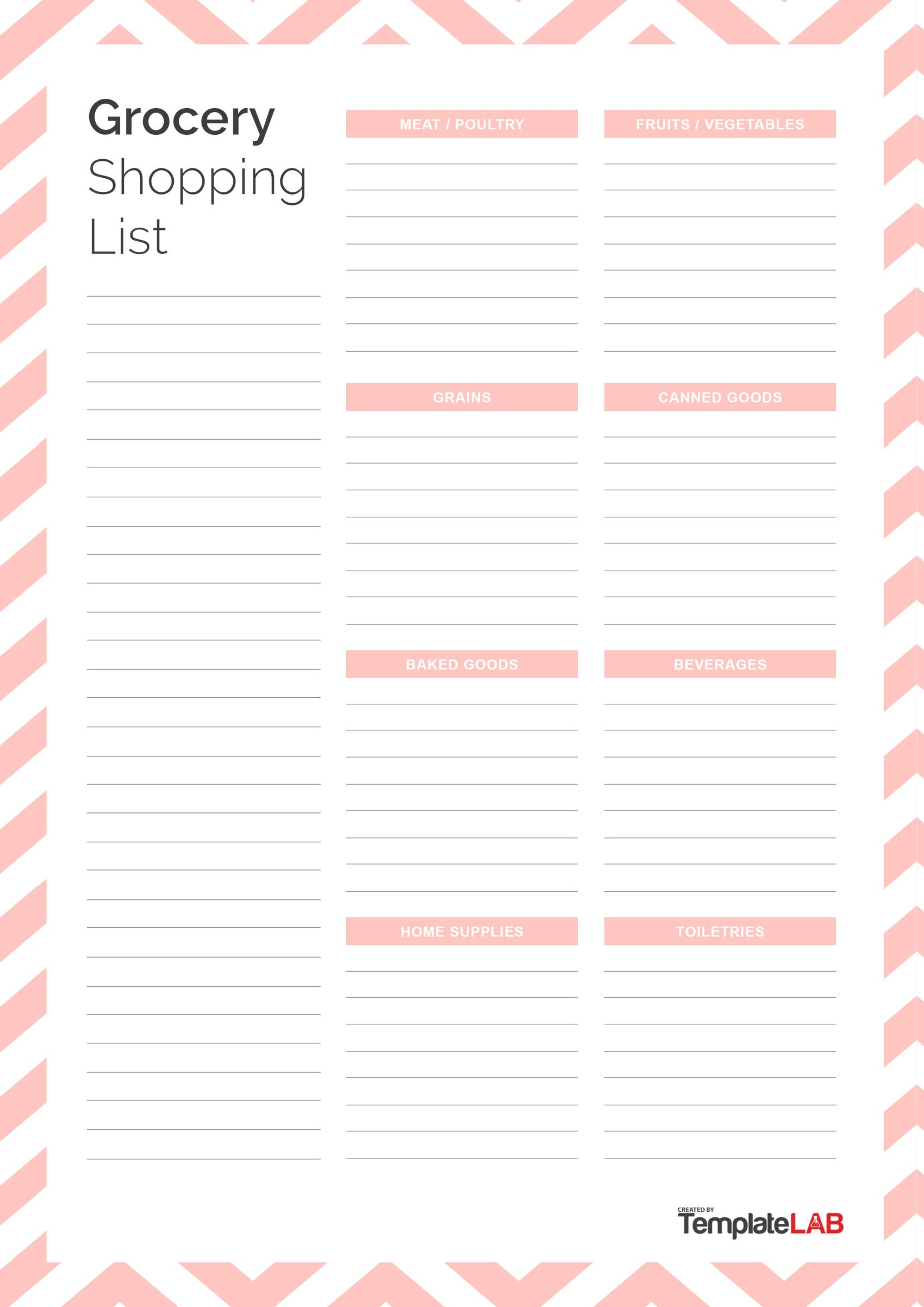 10+ Printable Grocery List Templates (Shopping List) ᐅ TemplateLab Throughout Grocery Store Checklist Template Inside Grocery Store Checklist Template