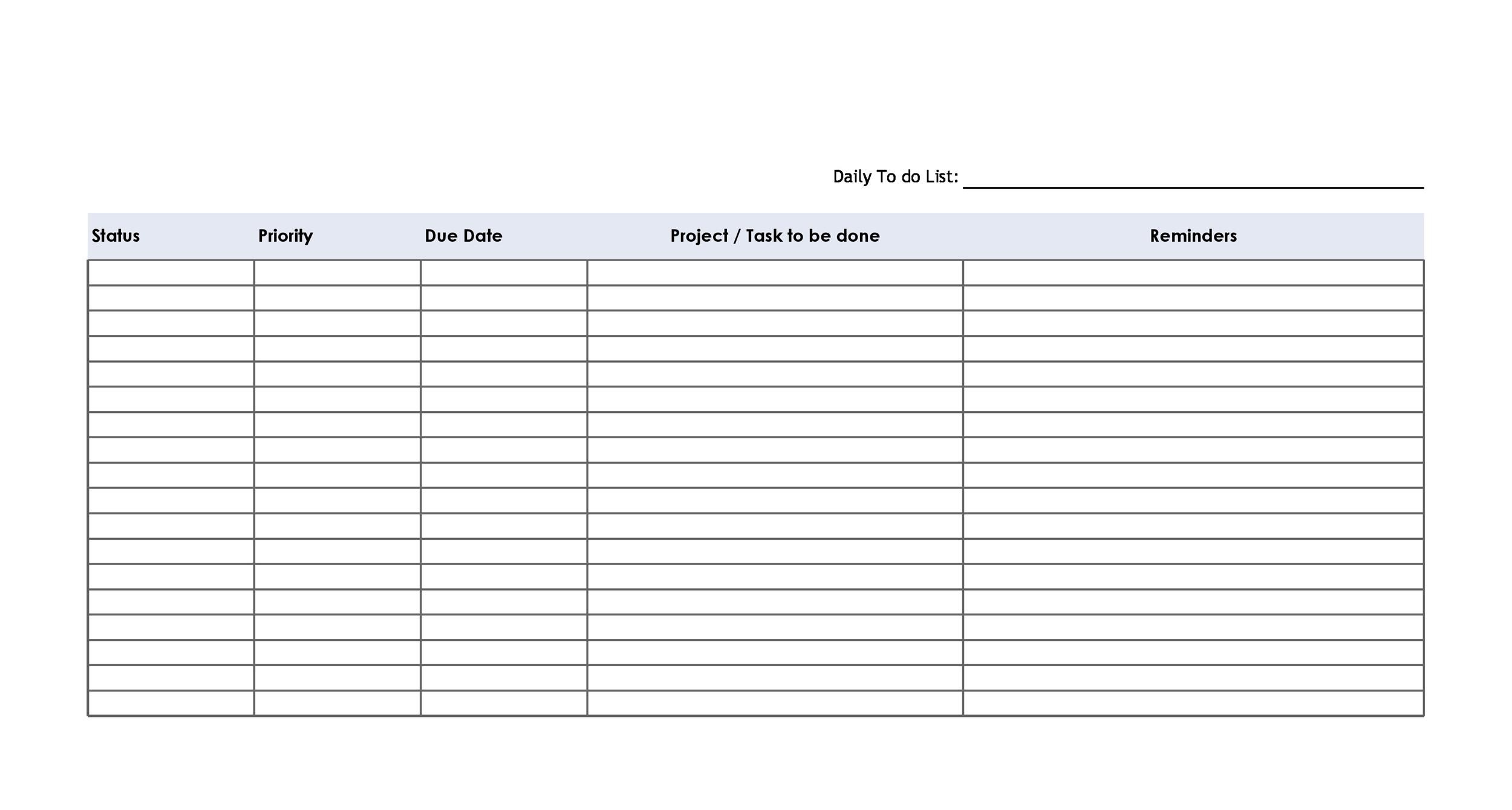 10 Printable To Do List & Checklist Templates (Excel, Word, PDF) Throughout Employee Daily Task Checklist Template