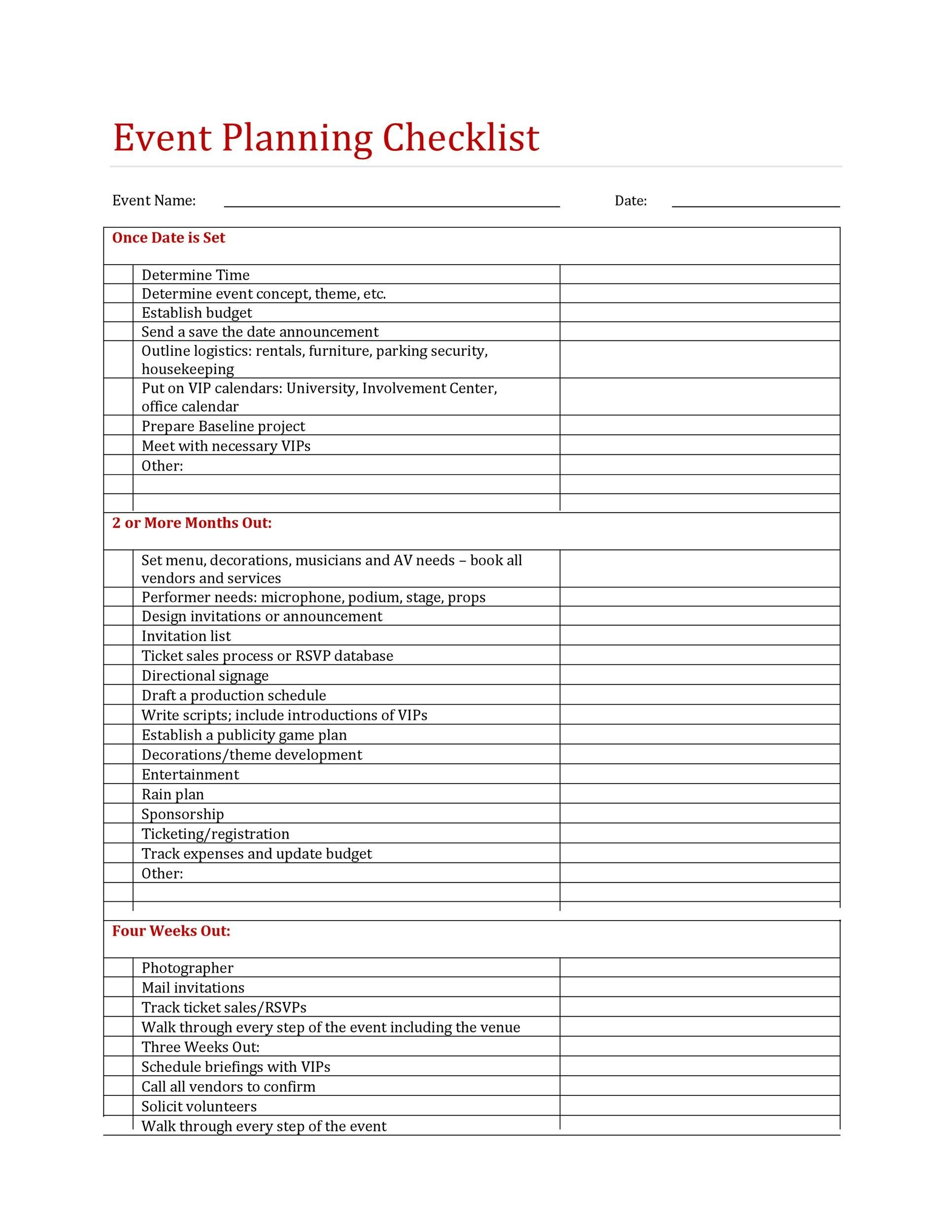 10 Professional Event Planning Checklist Templates ᐅ TemplateLab Intended For Event Management Checklist Template For Event Management Checklist Template