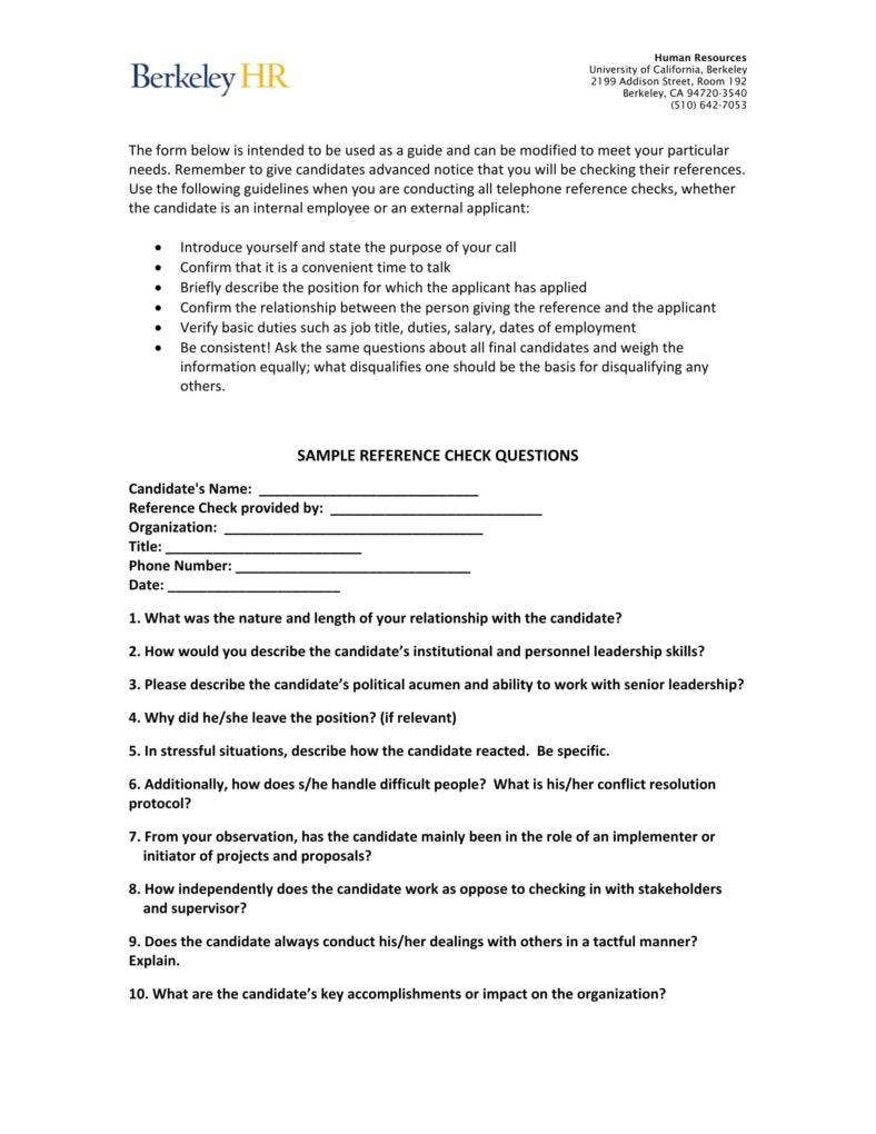 10+ Reference Checking Forms & Templates - PDF, DOC  Free  With Reference Checklist Template Intended For Reference Checklist Template