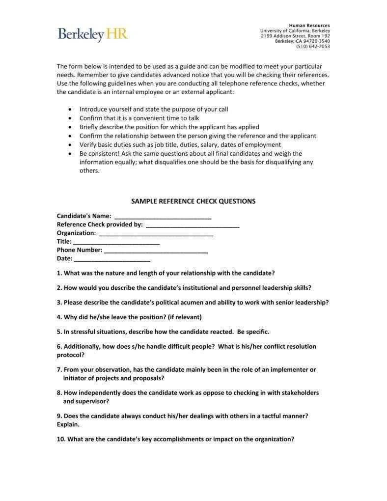 10+ Reference Checking Forms & Templates – PDF, DOC  Free  With Reference Checklist Template