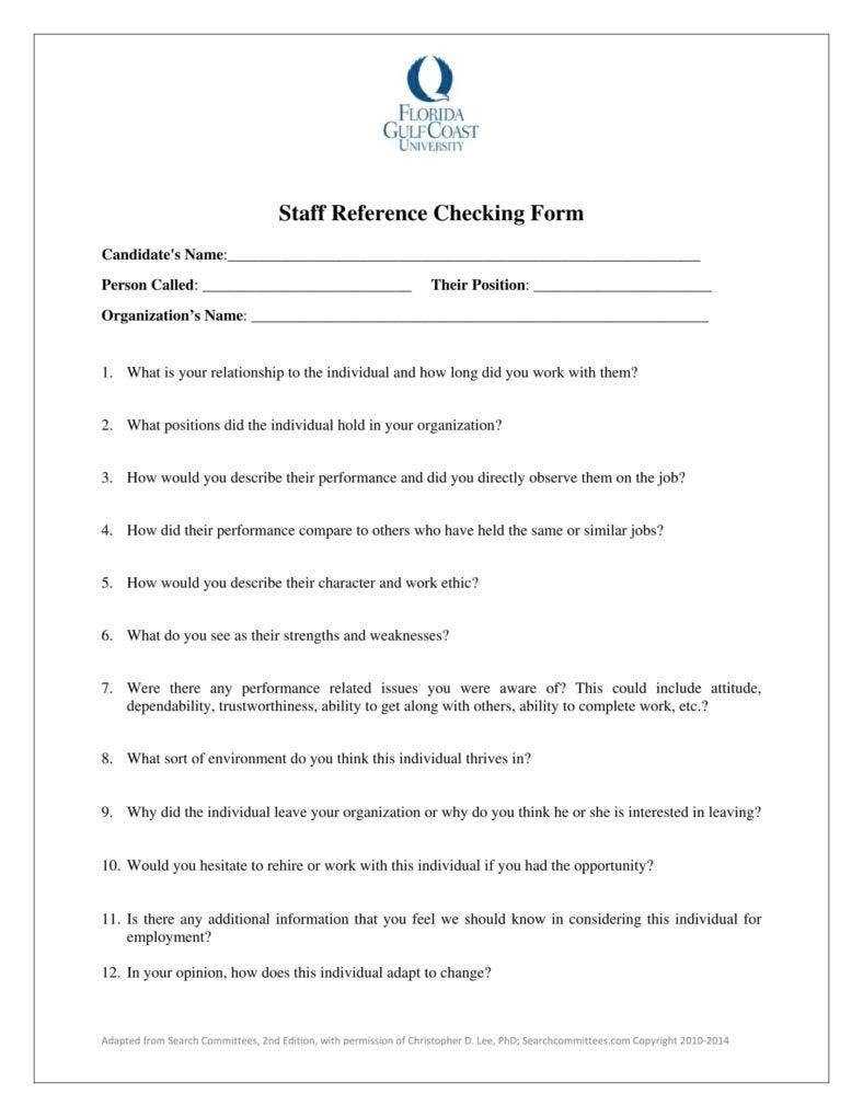 10+ Reference Checking Forms & Templates - PDF, DOC  Free  Within Reference Checklist Template In Reference Checklist Template