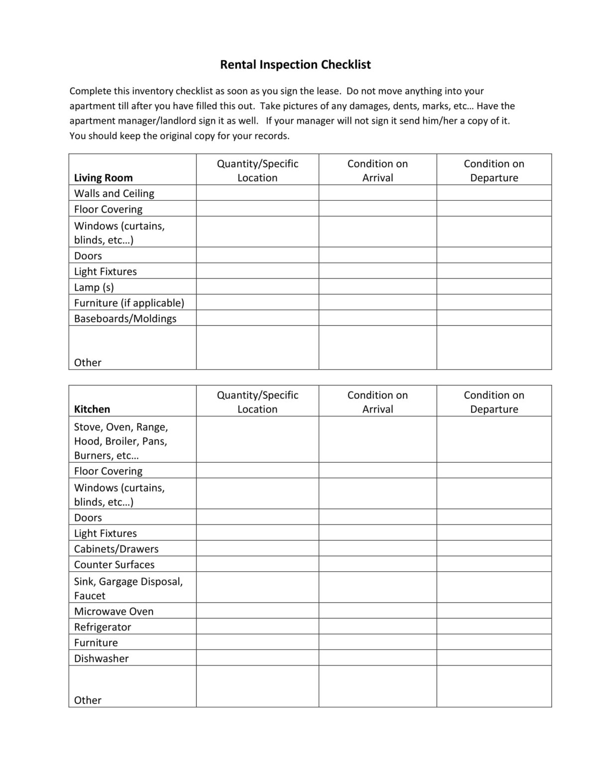 10  Rental Checklist Examples PDF Examples For Condition Of Rental
