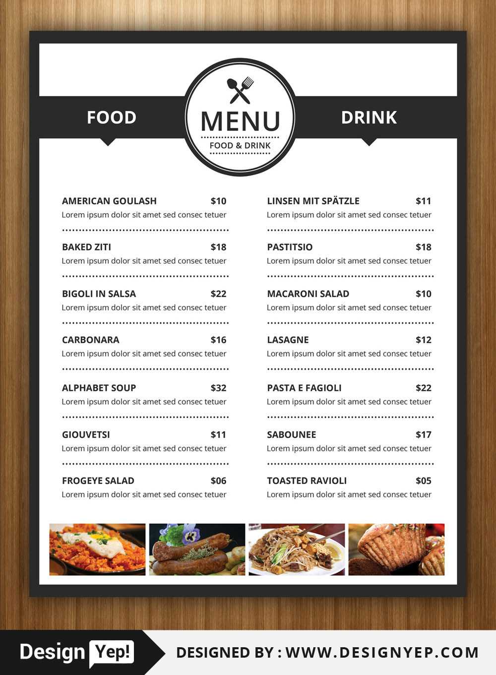 10+ Restaurant / Food Menu Design PSD Templates  Decolore Inside Modern Restaurant Food Menu Flyer Template