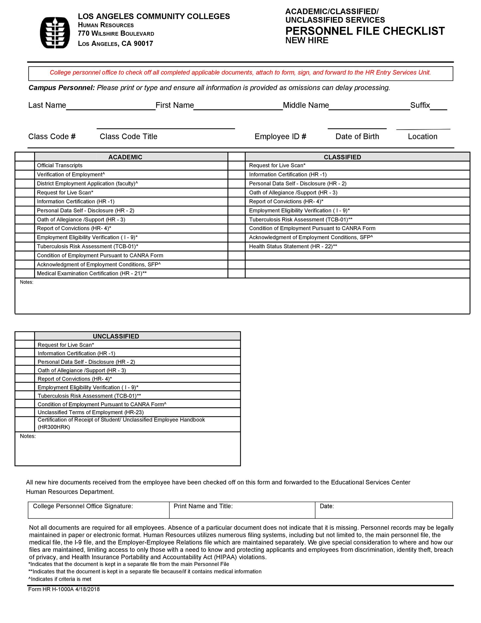 10 Useful New Hire Checklist Templates & Forms ᐅ TemplateLab In Employee Personnel File Checklist Template In Employee Personnel File Checklist Template