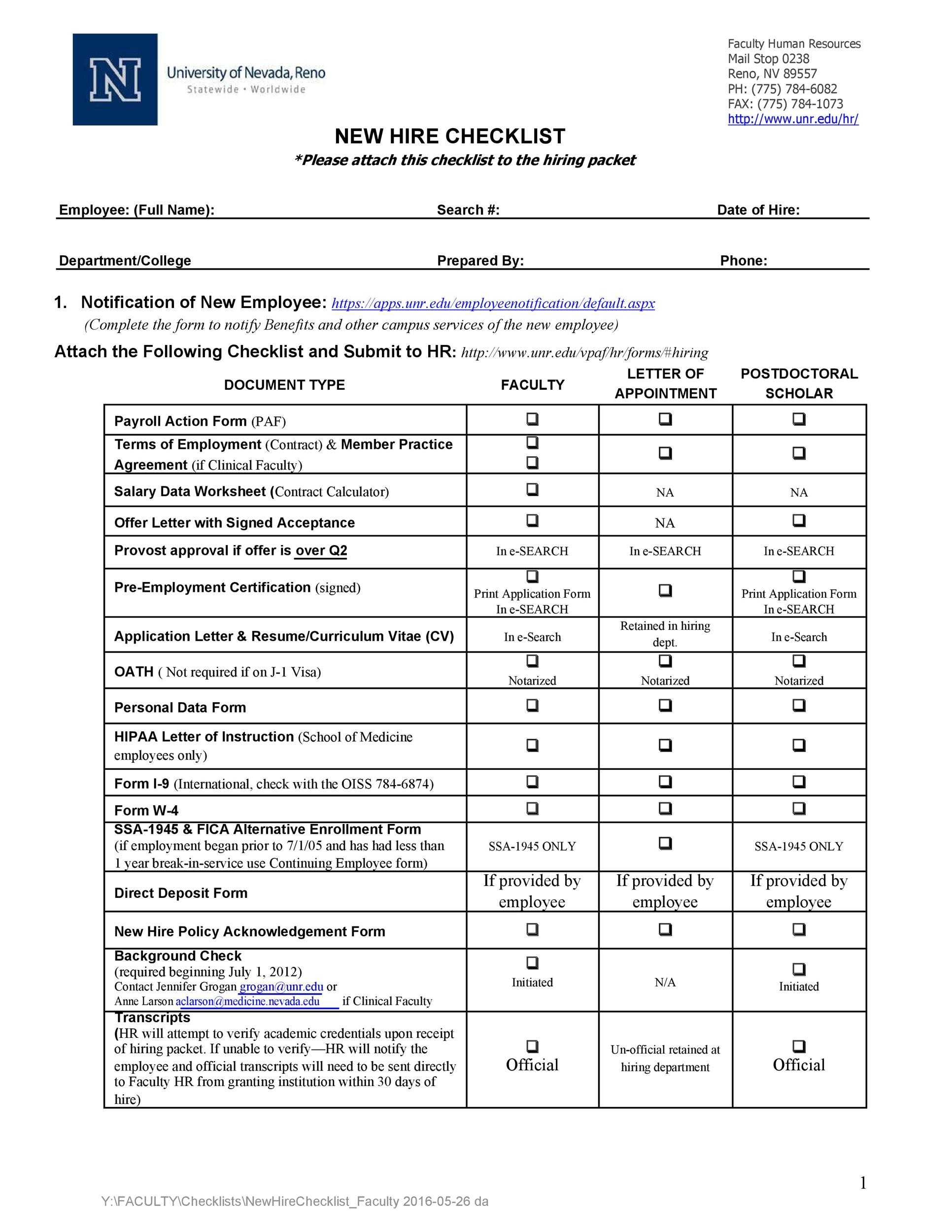 10 Useful New Hire Checklist Templates & Forms ᐅ TemplateLab With Pre Employment Checklist Template Within Pre Employment Checklist Template