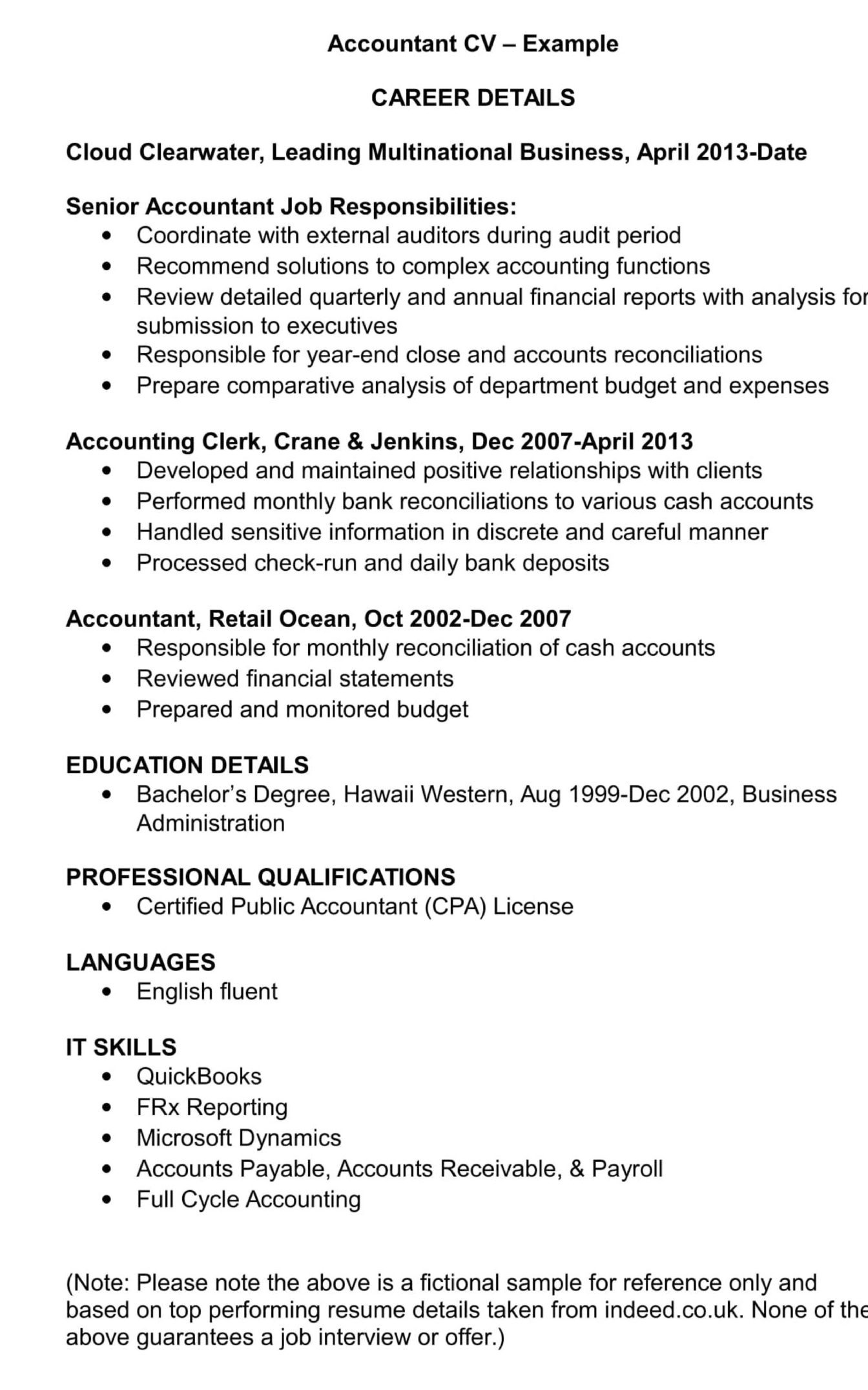 Accountant CV  Template & Examples  Audit, Finance Management Jobs Inside Accounting Job Description Template Intended For Accounting Job Description Template