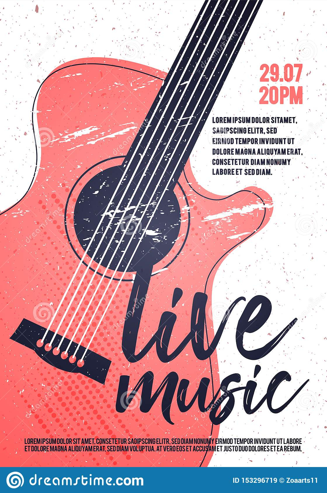 Akustikgitarre Vektor-Indie Felsen-Live Music Poster Template  With Regard To Live Music Flyer Template Pertaining To Live Music Flyer Template