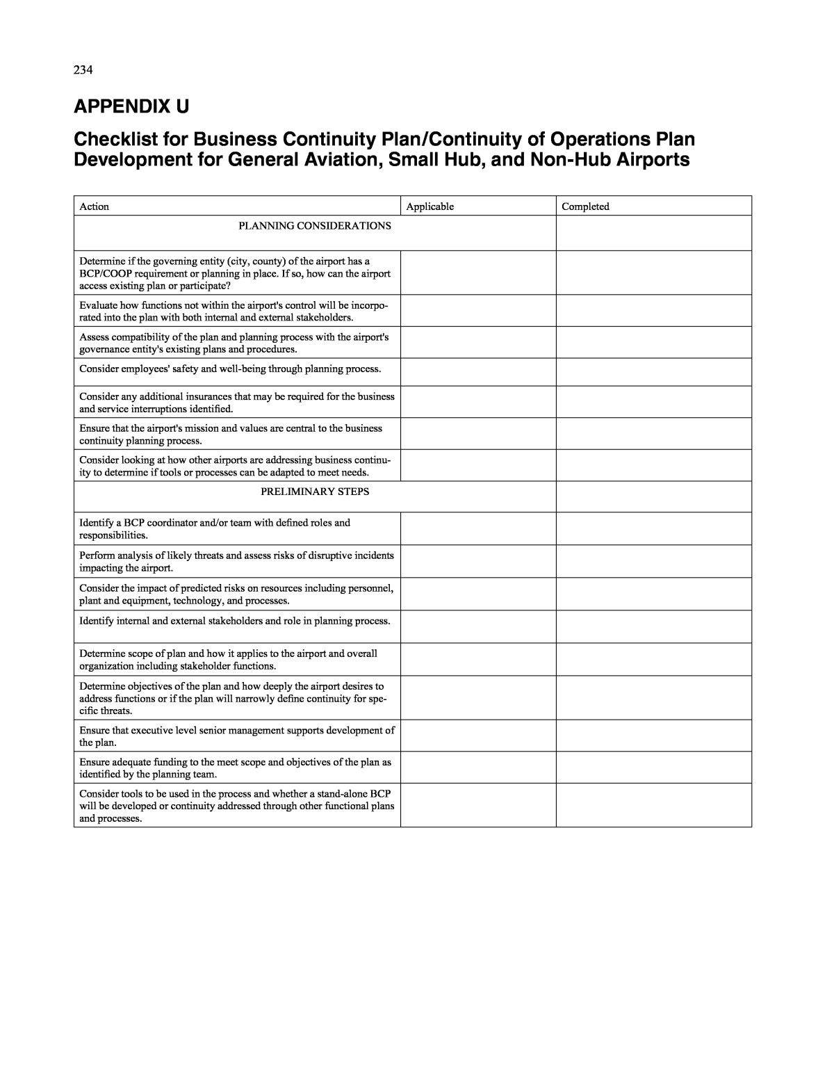 APPENDIX U Checklist For Business Continuity Plan/Continuity Of  Inside Business Continuity Plan Checklist Template