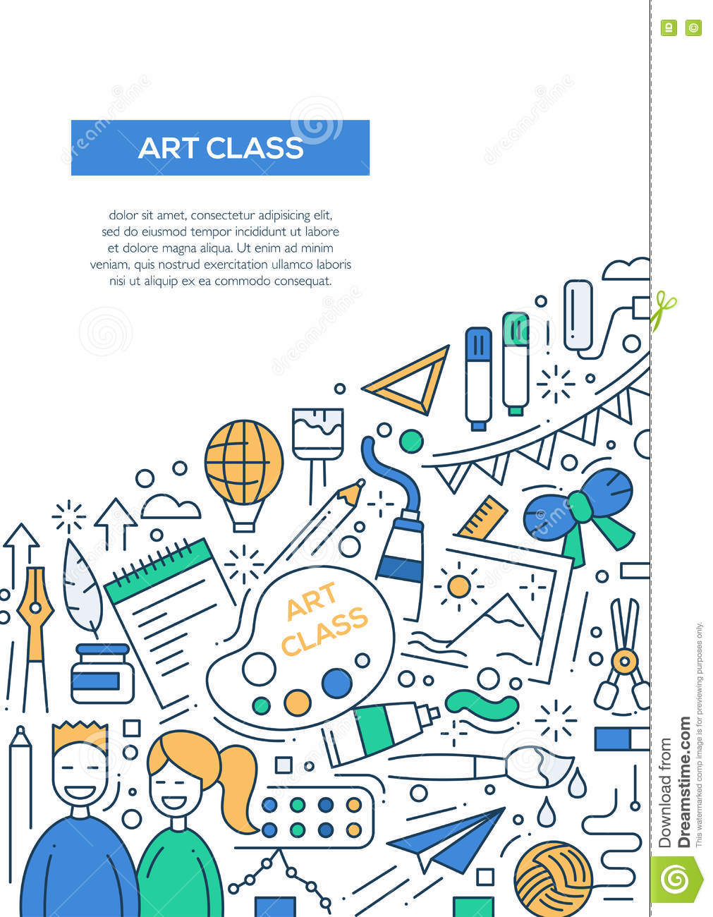 Art Class - Line Design Brochure Poster Template A10 Stock Vector  Intended For Art Class Flyer Template With Regard To Art Class Flyer Template