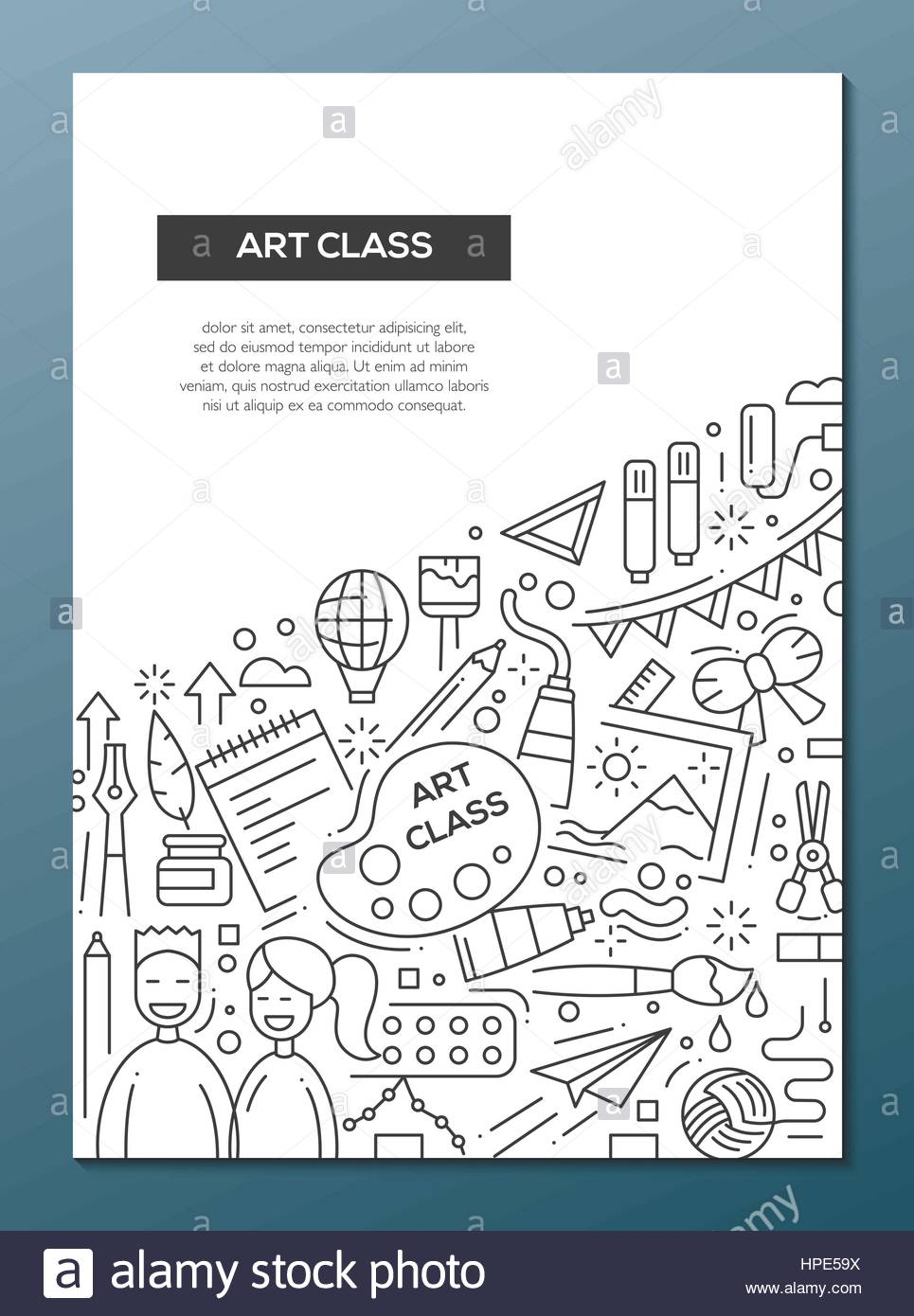 Art Class - line design brochure poster template A10 Stock Vector  Regarding Art Class Flyer Template Intended For Art Class Flyer Template