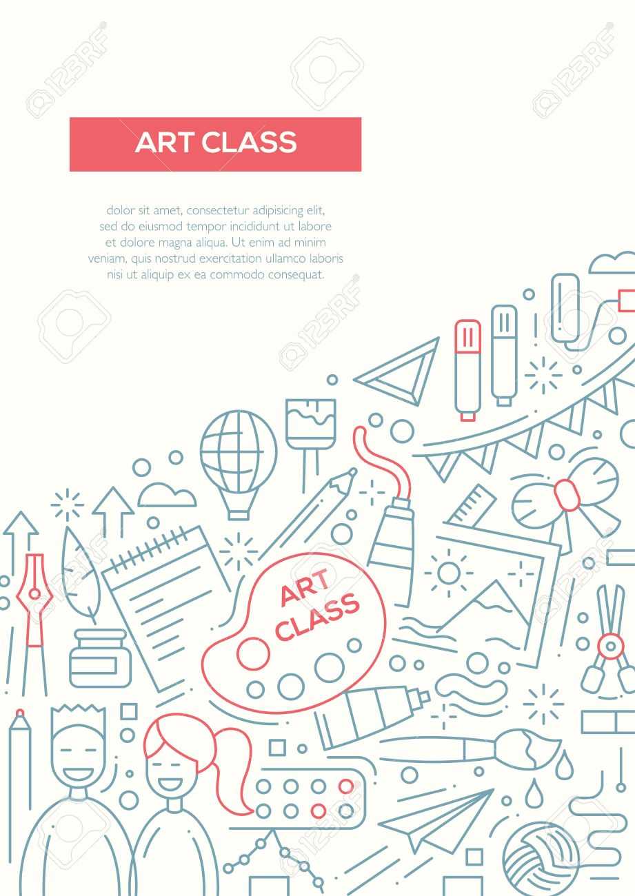 Art class - vector simple line design brochure poster, flyer. With Art Class Flyer Template