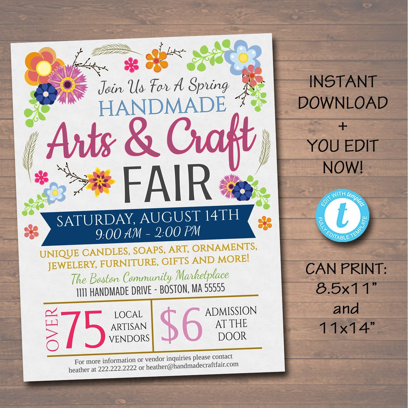 Arts & Craft Fair Event Flyer - Editable DIY Template With Craft Show Flyer Template Pertaining To Craft Show Flyer Template