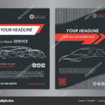 Automotive Repair Business Layout Templates, Automobile Magazine Cover,  Auto Repair Shop Brochure, Mockup Flyer. Vector Illustration