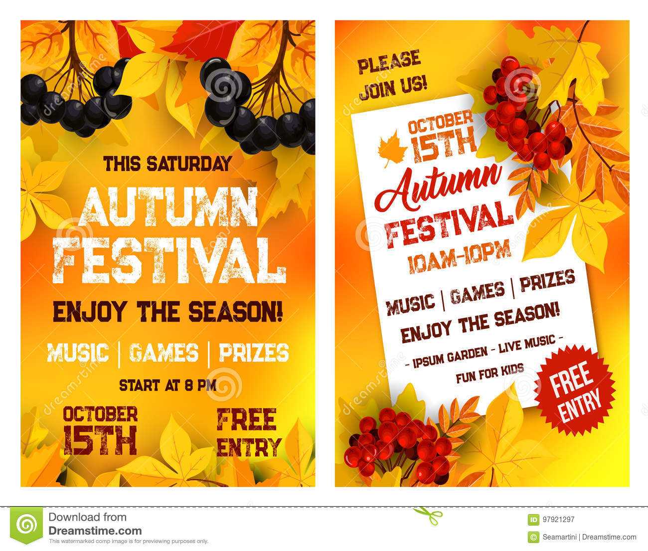 Autumn Festival Vector Poster Of Leaf Fall Stock Vector  Inside Fall Event Flyer Template Inside Fall Event Flyer Template