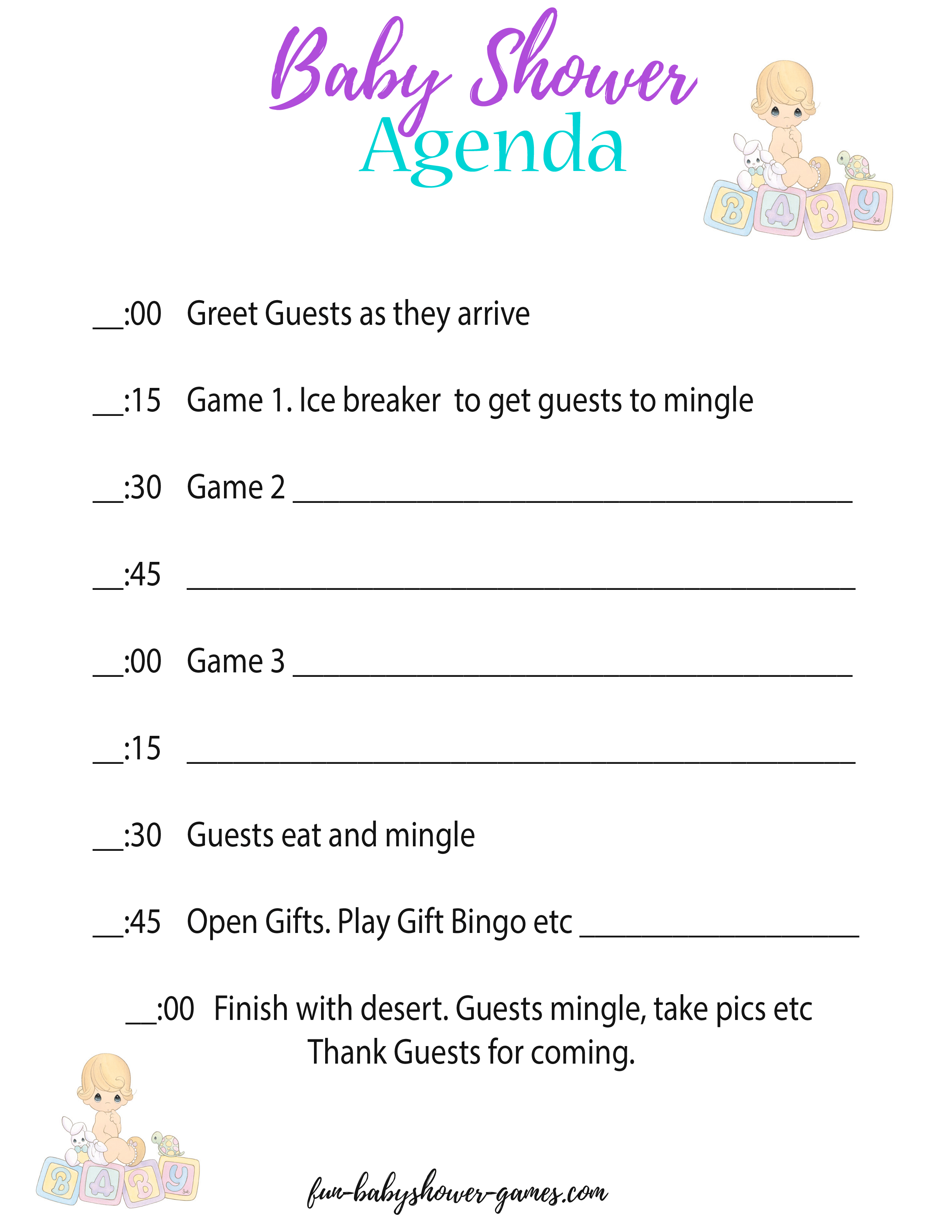 Baby Shower Agenda- A Hostess Secret Weapon For Baby Shower Itinerary Template With Baby Shower Itinerary Template