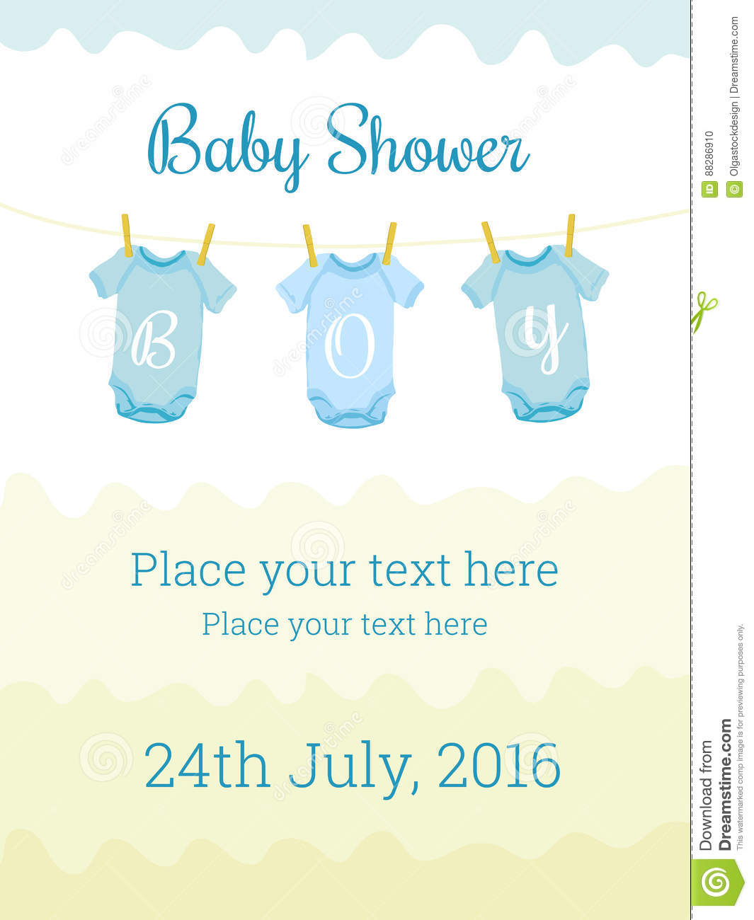 Baby Shower Invitation Card Template For Boy Stock Vector  Pertaining To Baby Shower Invitation Flyer Template In Baby Shower Invitation Flyer Template