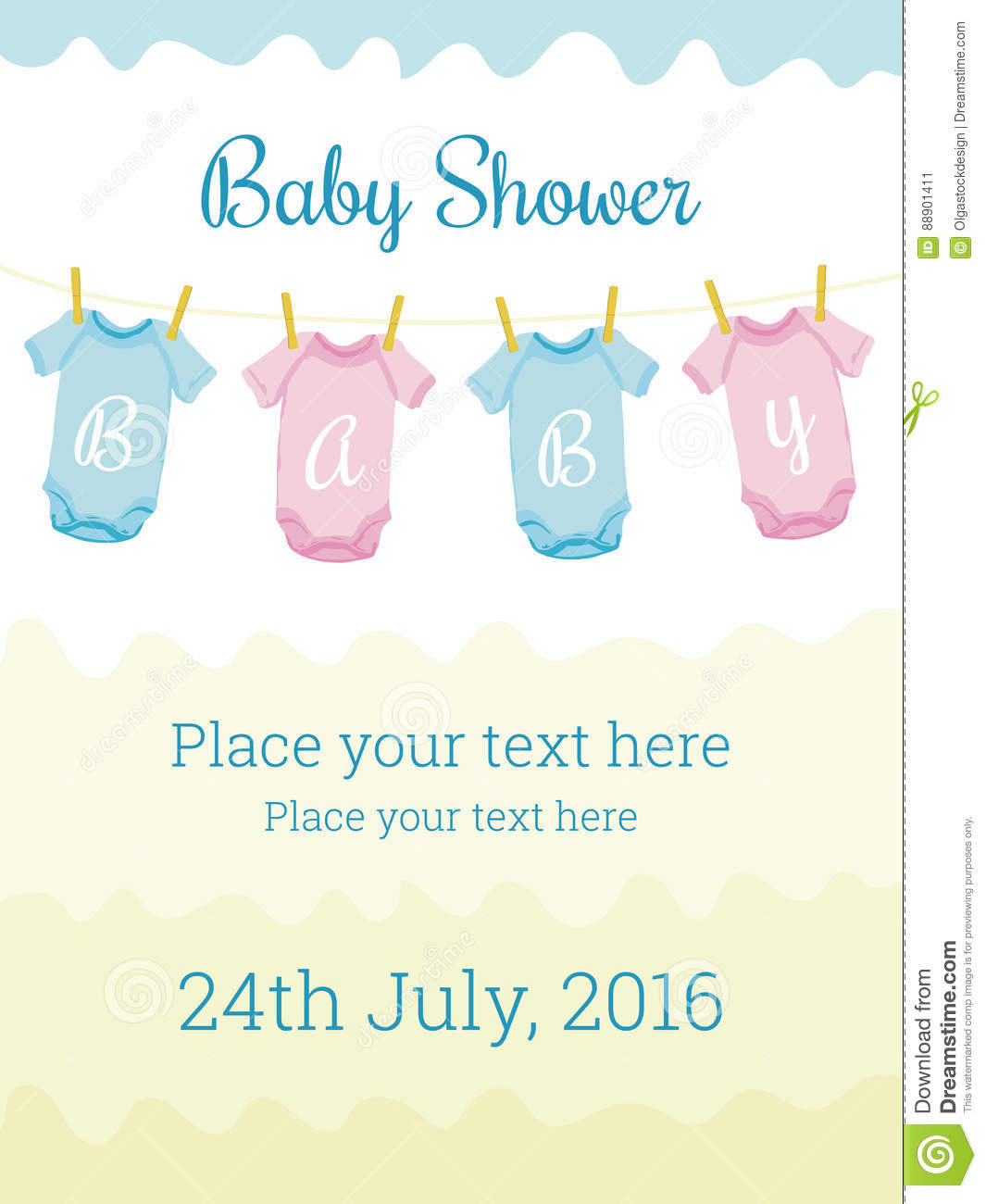 Baby Shower Invitation Card Template Stock Vector – Illustration  Within Baby Shower Invitation Flyer Template