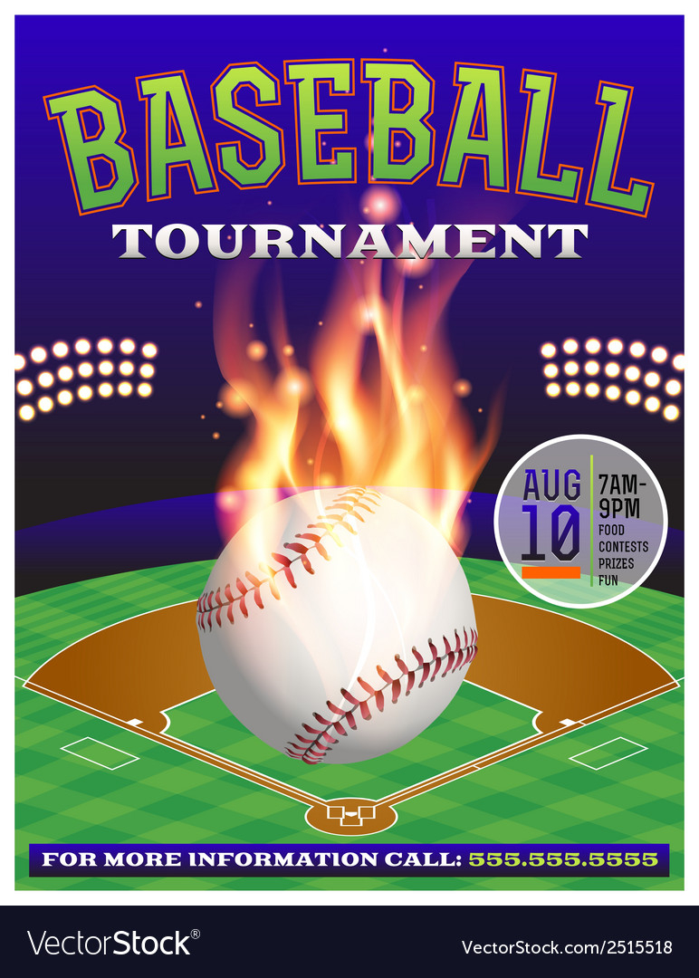 Baseball tournament flyer 10 Royalty Free Vector Image In Baseball Tournament Flyer Template With Regard To Baseball Tournament Flyer Template