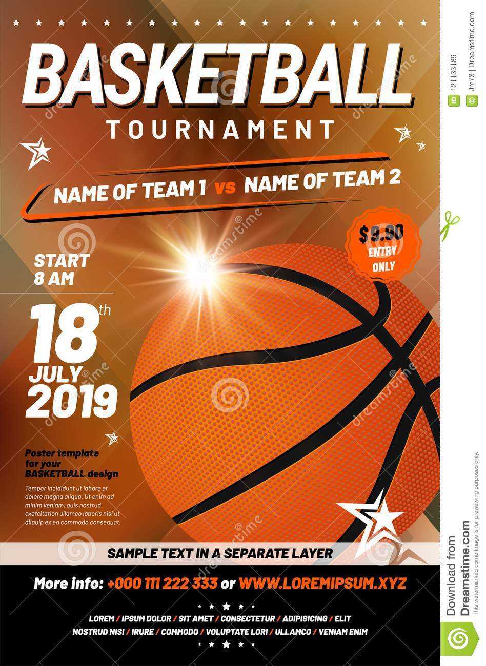 Basketball Tournament Poster Template With Sample Text Stock  With Regard To Basketball Game Flyer Template Regarding Basketball Game Flyer Template