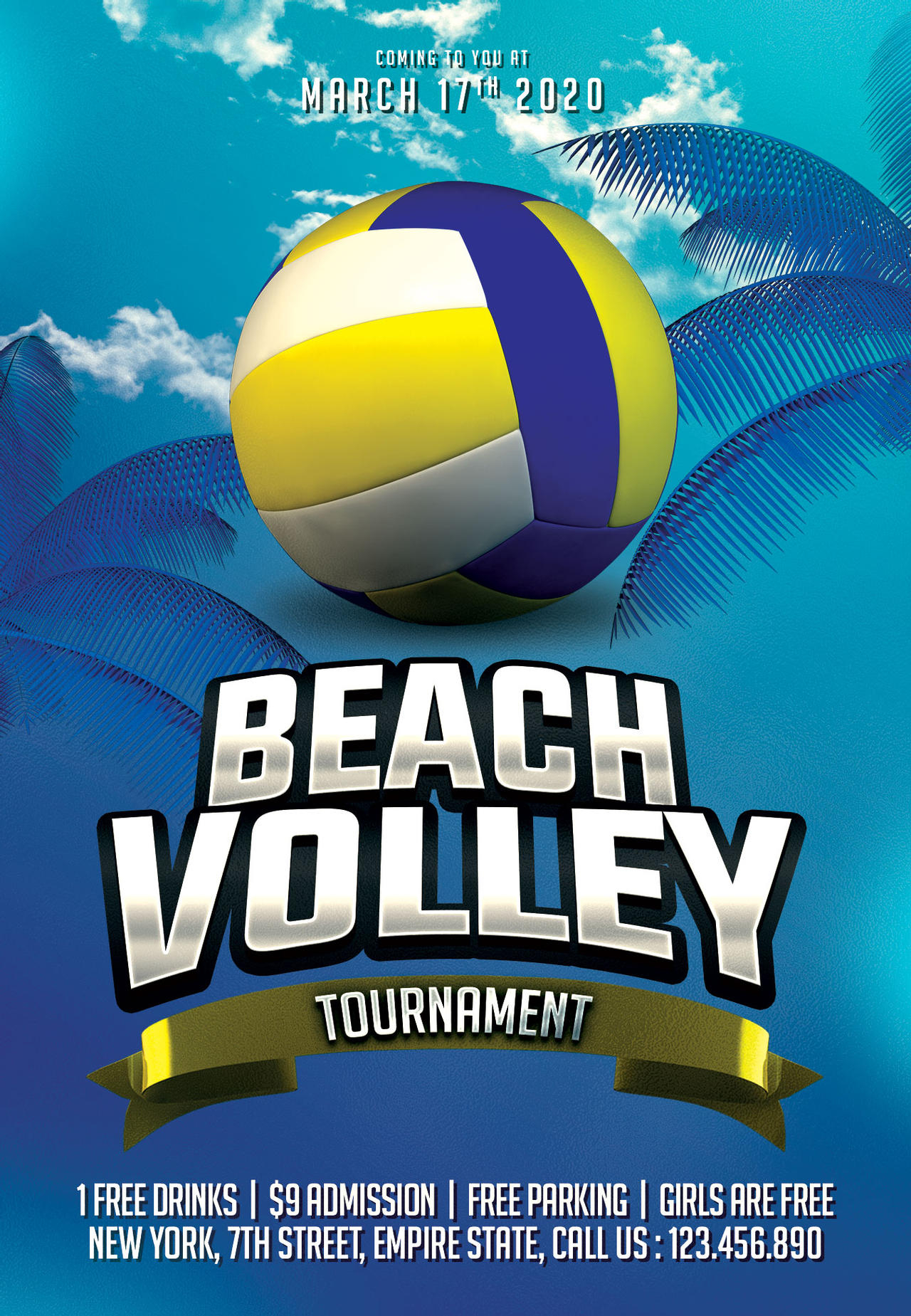 Beach Volleyball Tournament Flyer PSD Template by BestFlyerDesign  Pertaining To Volleyball Tournament Flyer Template Within Volleyball Tournament Flyer Template