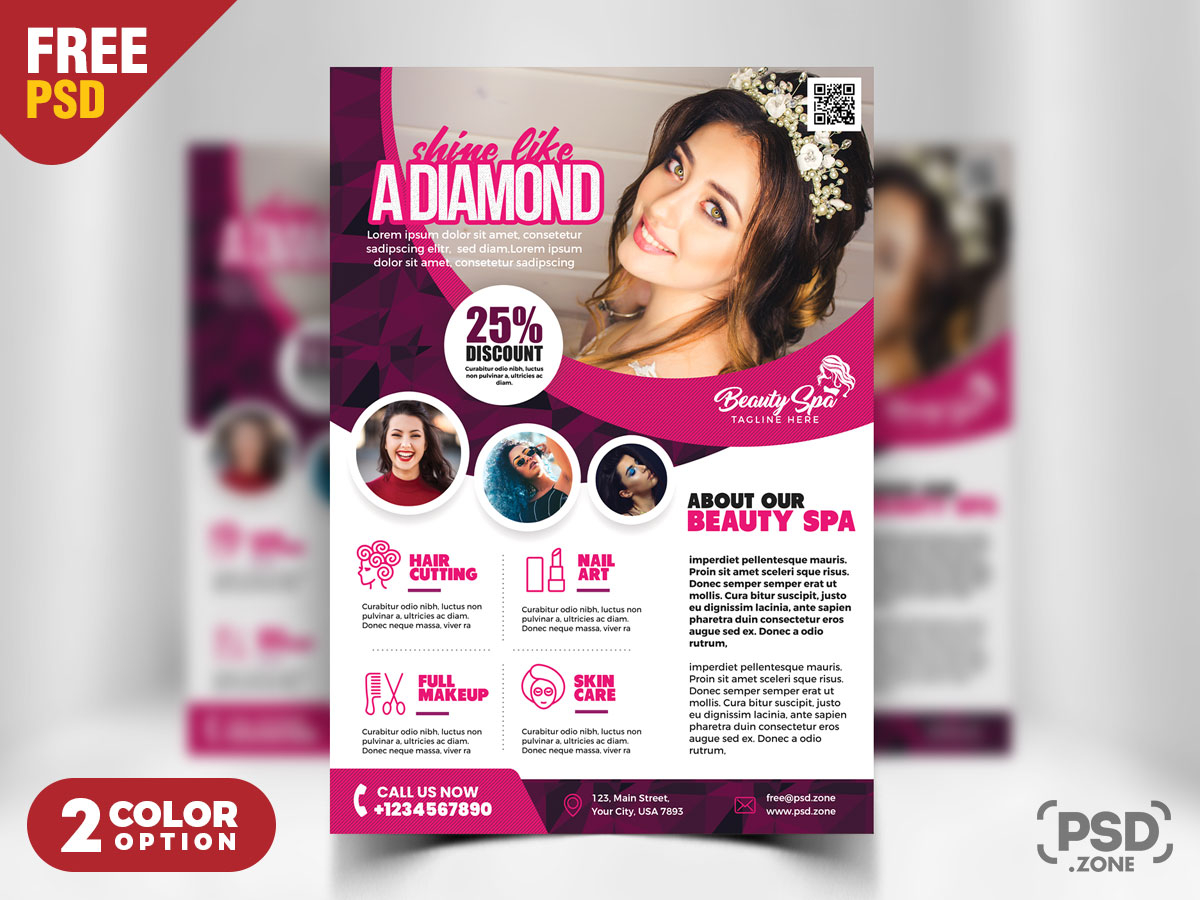 Beauty Salon Flyer Template PSD – UXFree With Beauty Salon Flyer Template