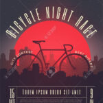 Bicycle Night Race Contest Poster, Flyer, Banner Template. Vector.