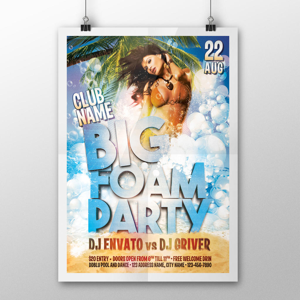 Big Foam Party Flyer/Poster / FREE DOWNLOAD by ddblu on DeviantArt Within Foam Party Flyer Template Regarding Foam Party Flyer Template