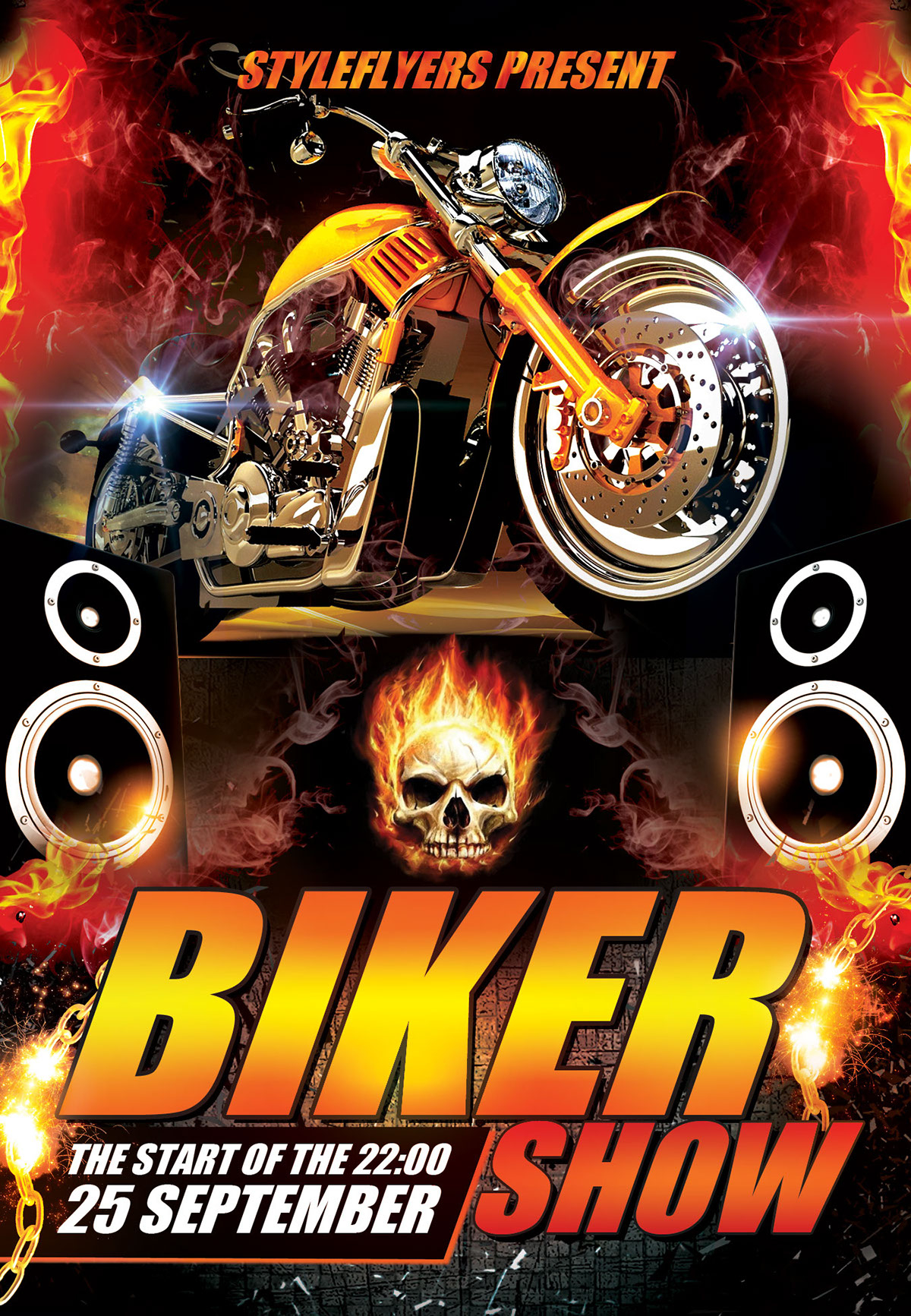 Biker Show FREE PSD Flyer on Behance Throughout Bike Night Flyer Template With Bike Night Flyer Template