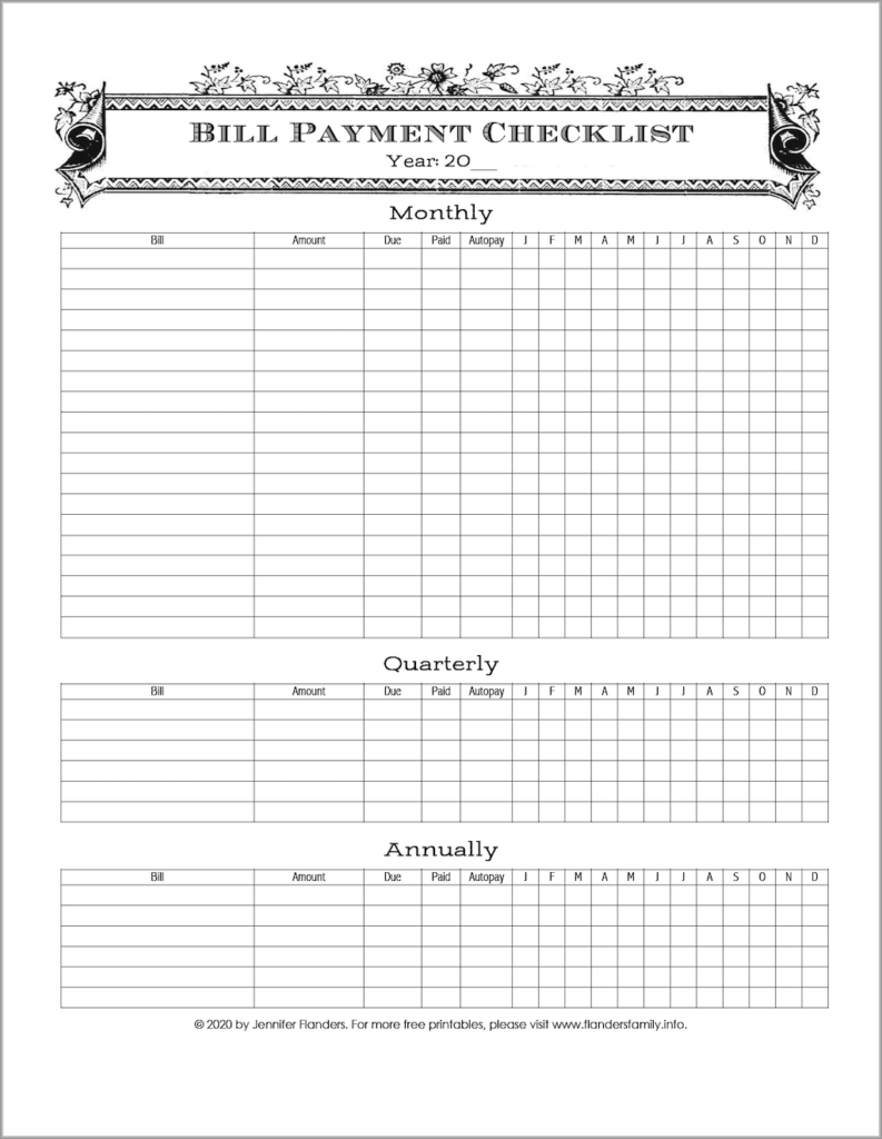 Bill Payment Checklist (Free Printable) - Flanders Family Homelife Regarding Bill Payment Checklist Template With Regard To Bill Payment Checklist Template