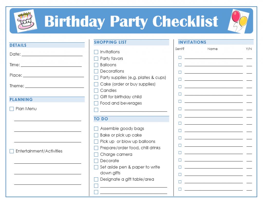 Birthday Party Checklist Template – cnbam With Regard To Party Planner Checklist Template In Party Planner Checklist Template