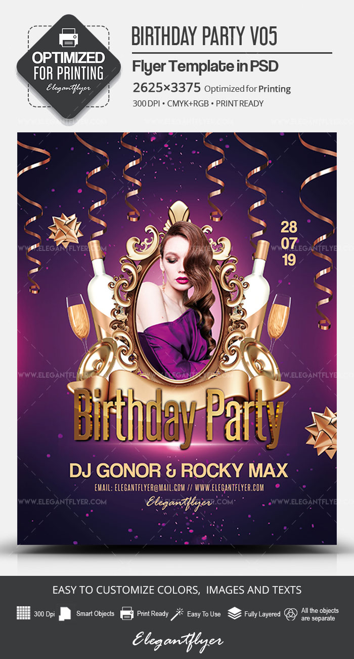 Birthday Party – PSD Flyer Template  by ElegantFlyer For Birthday Celebration Flyer Template Intended For Birthday Celebration Flyer Template
