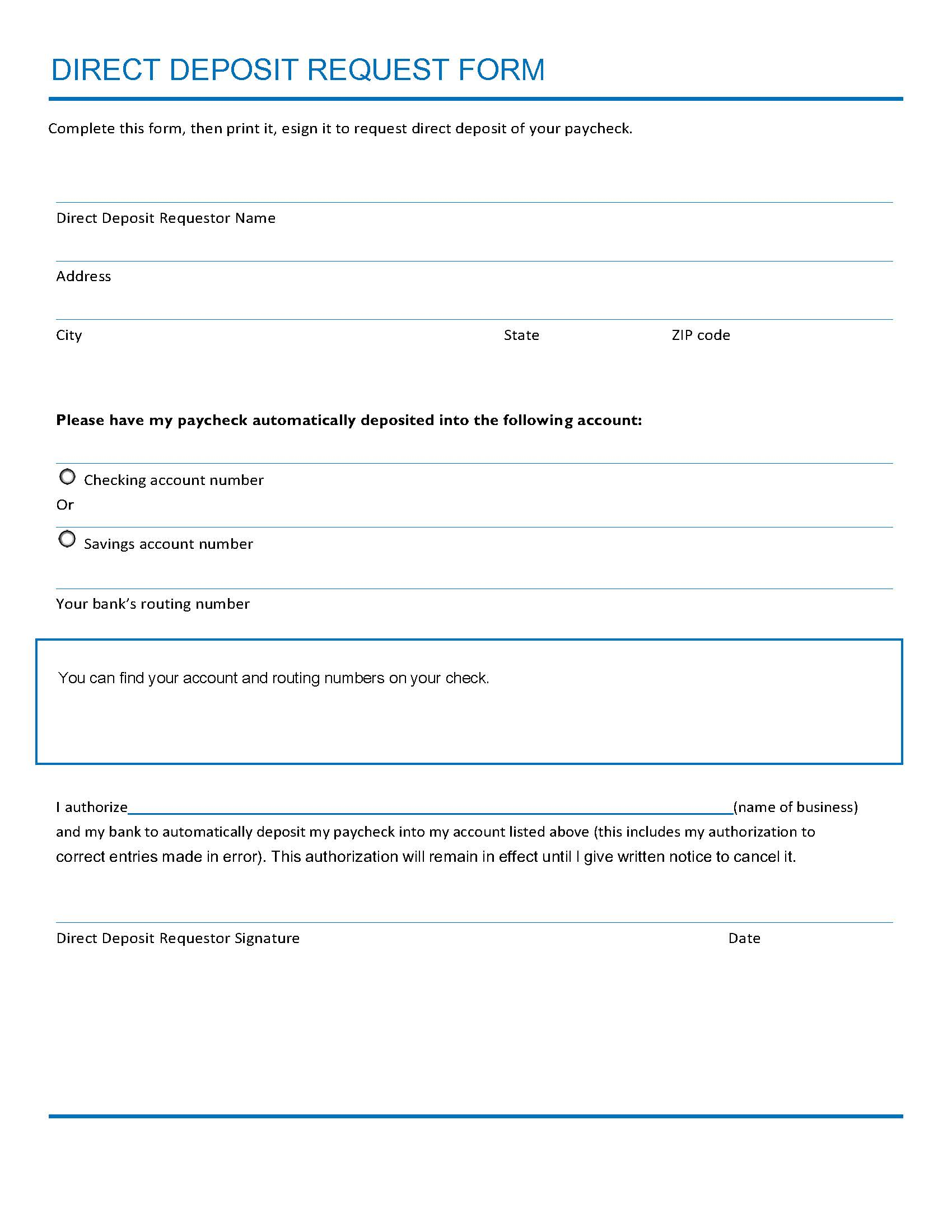 Blank Direct Deposit Enrollment Form Online  ESign Genie For Generic Direct Deposit Form Template