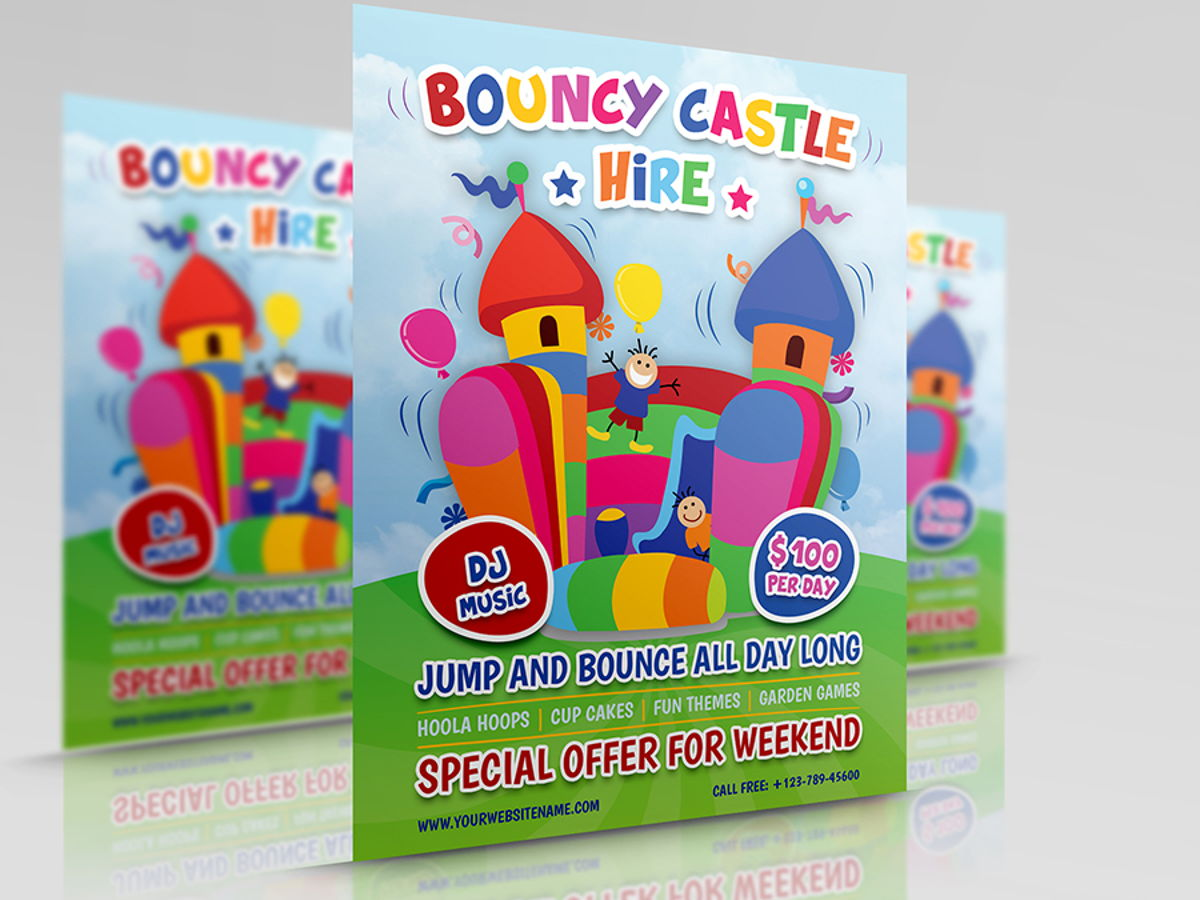 Bouncy Castle Hire Flyer Template  Flyer  OWPictures  For Bounce House Flyer Template