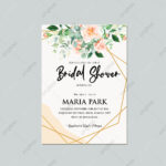 Bridal Shower With Gold Frame And Watercolor Flower Template  Pertaining To Bridal Shower Flyer Template